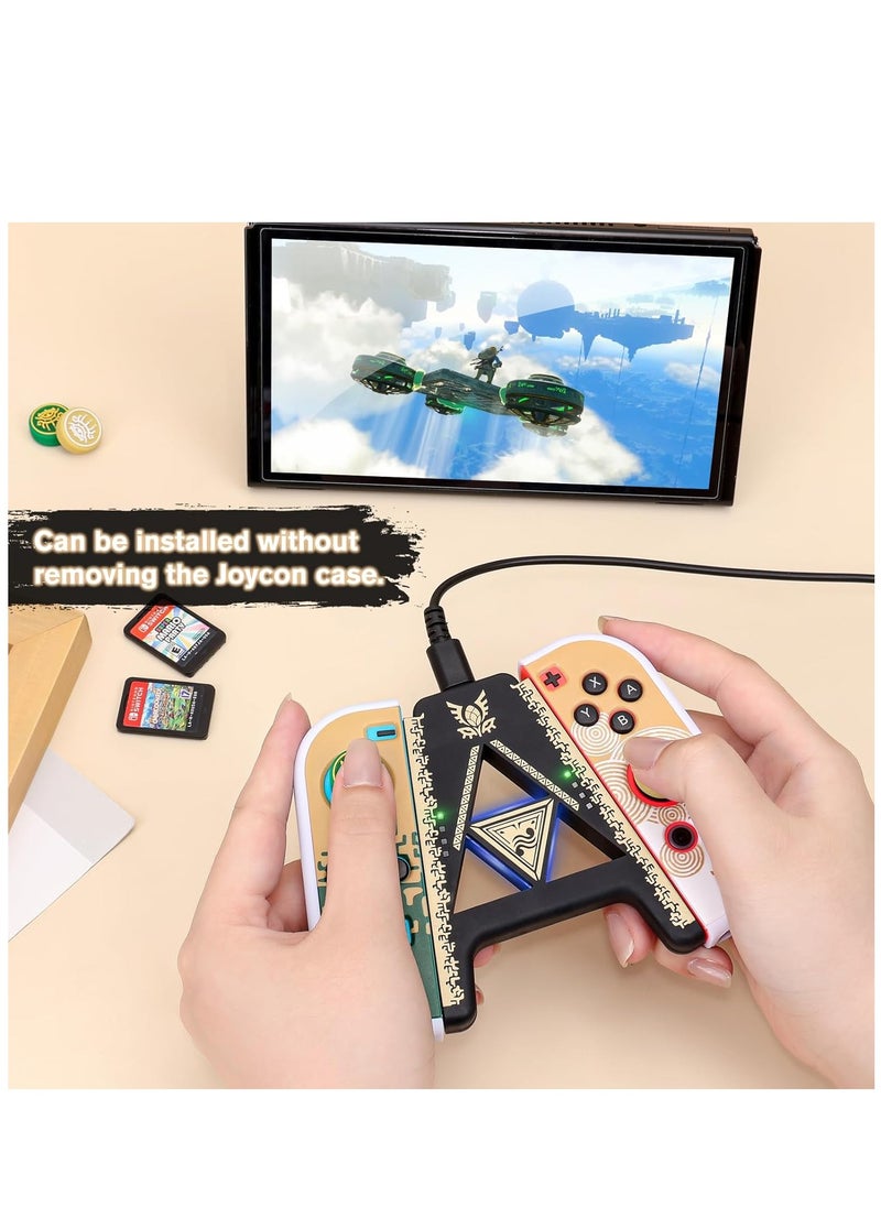 SYOSI Speed Charging Grip for Switch Switch OLED Portable Gaming Comfort Grip Handle Joystick Remote Controllers V-Shaped Anti-Slip Handle Accessories Black Kingdom Gold Trim  - Image 2