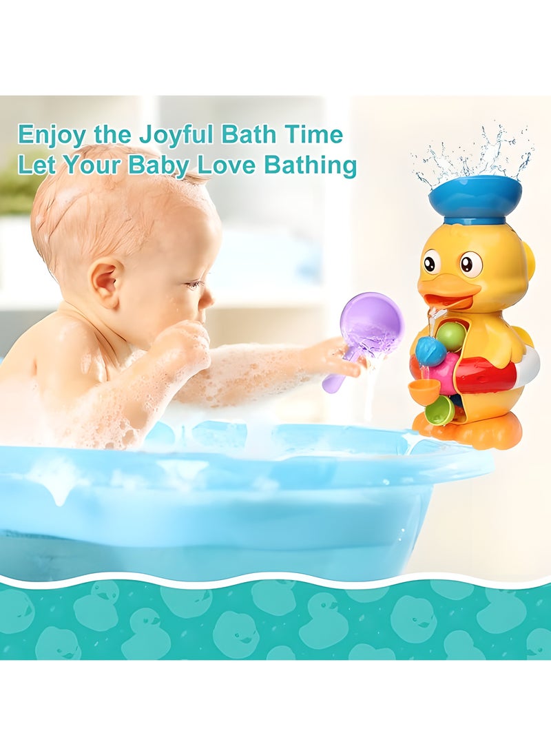 LIXADA Bath Toys for Kids, Duck Bathtub Toys with Rotatable Waterwheel&Eyes, Bathroom Strong Suckers Water Scoop Fun Bath Toys for Toddlers Boys Girls Age 18 Month+  - Image 4