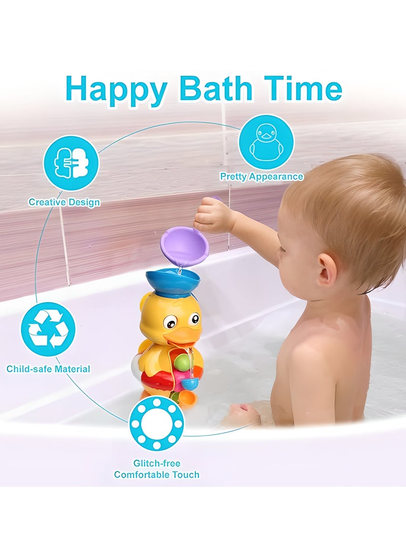 LIXADA Bath Toys for Kids, Duck Bathtub Toys with Rotatable Waterwheel&Eyes, Bathroom Strong Suckers Water Scoop Fun Bath Toys for Toddlers Boys Girls Age 18 Month+  - Image 2