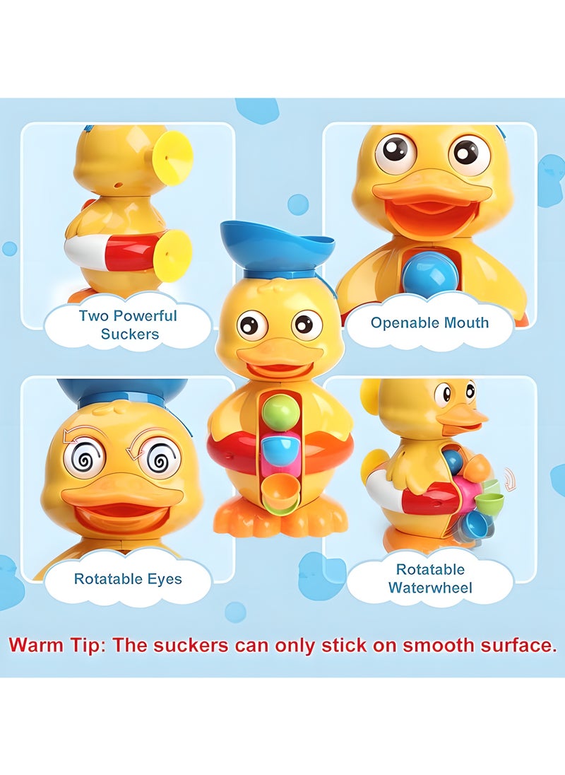 LIXADA Bath Toys for Kids, Duck Bathtub Toys with Rotatable Waterwheel&Eyes, Bathroom Strong Suckers Water Scoop Fun Bath Toys for Toddlers Boys Girls Age 18 Month+  - Image 5