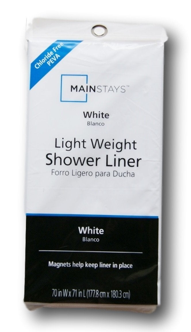 Mainstay Light Weight PEVA Shower Curtain Liner - 70 x 71 - White - Image 1