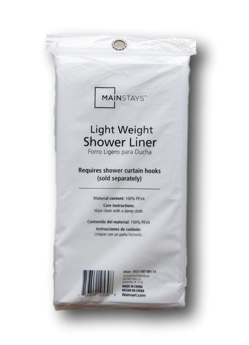 Mainstay Light Weight PEVA Shower Curtain Liner - 70 x 71 - White - Image 3
