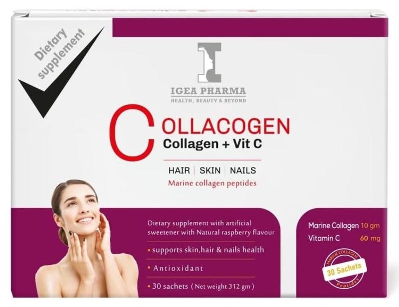 إيجيا فارما كولاكوجين مع فيتامين سي – نكهة التوت – 30 كيس (312 جم) - Image 1