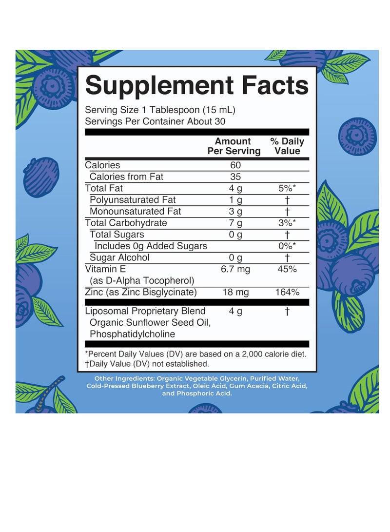 MaryRuth's Organics Nutritional Supplement | Liposomal Liquid Zinc Supplement with Vitamin E | Overall Health and Skin Care | Blueberry | Vegan, Non-GMO, Gluten Free, No Sugar Added | 15.22 Fl Oz - Image 2