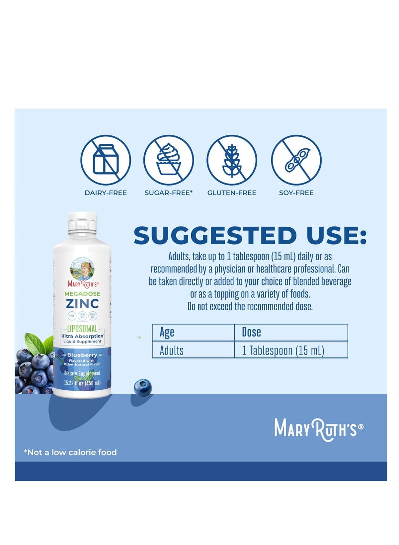 MaryRuth's Organics Nutritional Supplement | Liposomal Liquid Zinc Supplement with Vitamin E | Overall Health and Skin Care | Blueberry | Vegan, Non-GMO, Gluten Free, No Sugar Added | 15.22 Fl Oz - Image 3