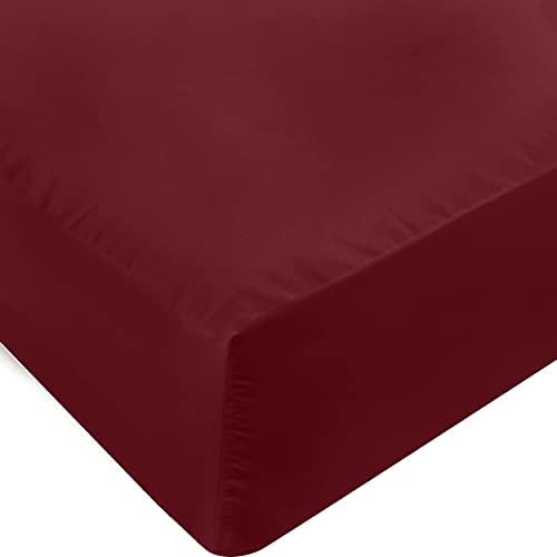 Utopia Bedding King Fitted Sheet Bottom Sheet Deep Pocket Soft Microfiber Shrinkage and Fade Resistant Easy Care 1 Fitted Sheet Only Burgundy