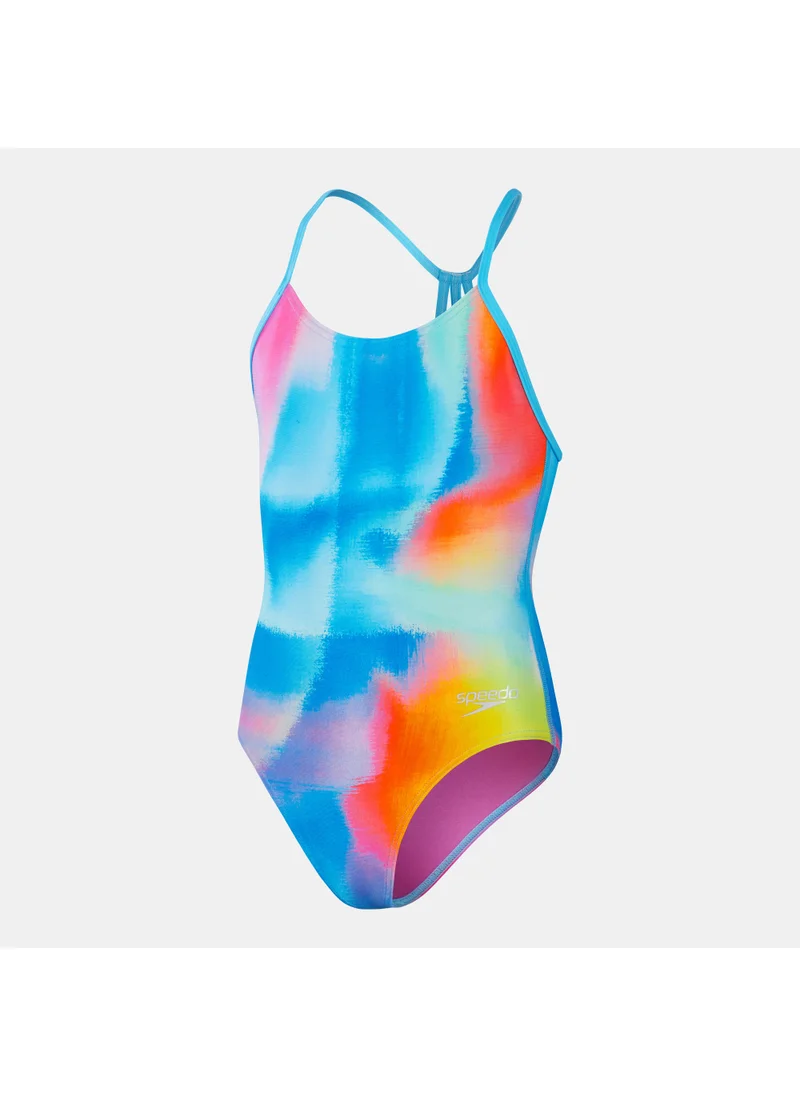 speedo Kids' Allover Lane Line Back One-Piece Swimsuit
