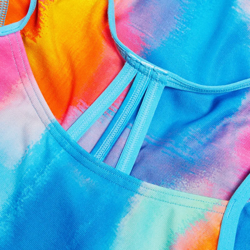speedo Kids' Allover Lane Line Back One-Piece Swimsuit