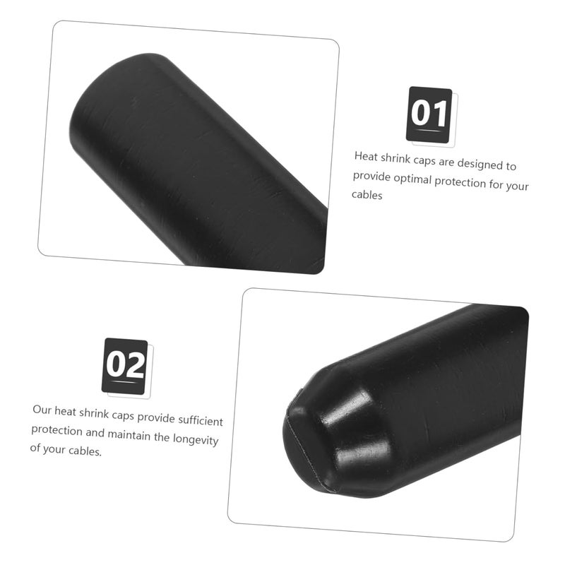 VOSAREA 5PCS Black Heat Shrink End Caps Insulating Cable Sealing Caps for Electrical Wire Protection Waterproof and Sturdy Shrink Sleeve Kit - Image 3