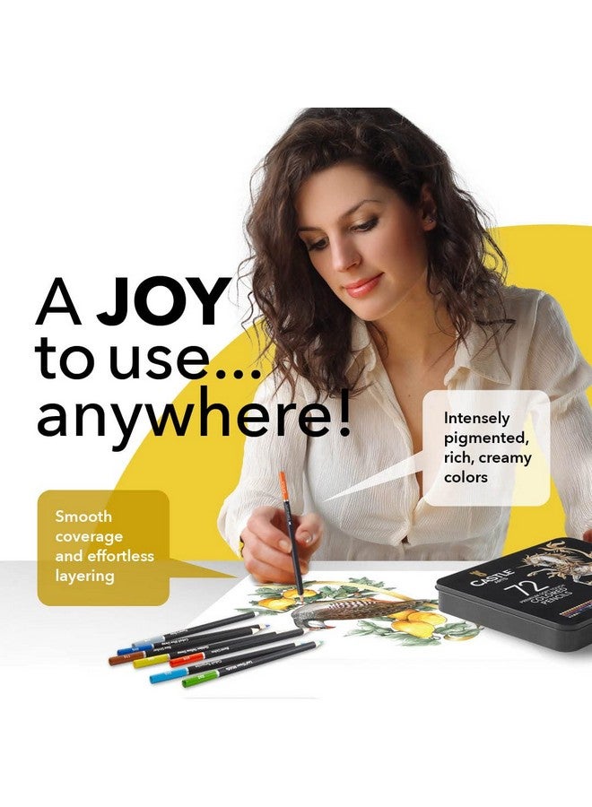 Castle Art Supplies 72 Colored Pencils Set | Quality Soft Core Colored Leads for Adult Artists, Professionals and Colorists | Protected and Organized in Presentation Tin Box - Image 3