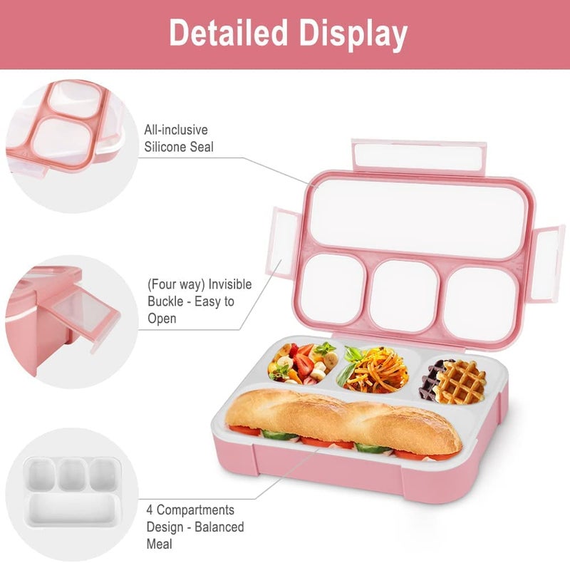 Dravizon Insulation Bento Boxes 3in1 Compartment Lunch Box For Kids Durable Lunch Containers BPAFree Tiffin Box with Spoon and Chopsticks 21 13 7cm - Image 5