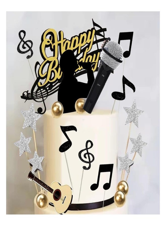DiDida Microphone Music Cake Topper Karaoke Singer Birthday Cake Decor - Image 1