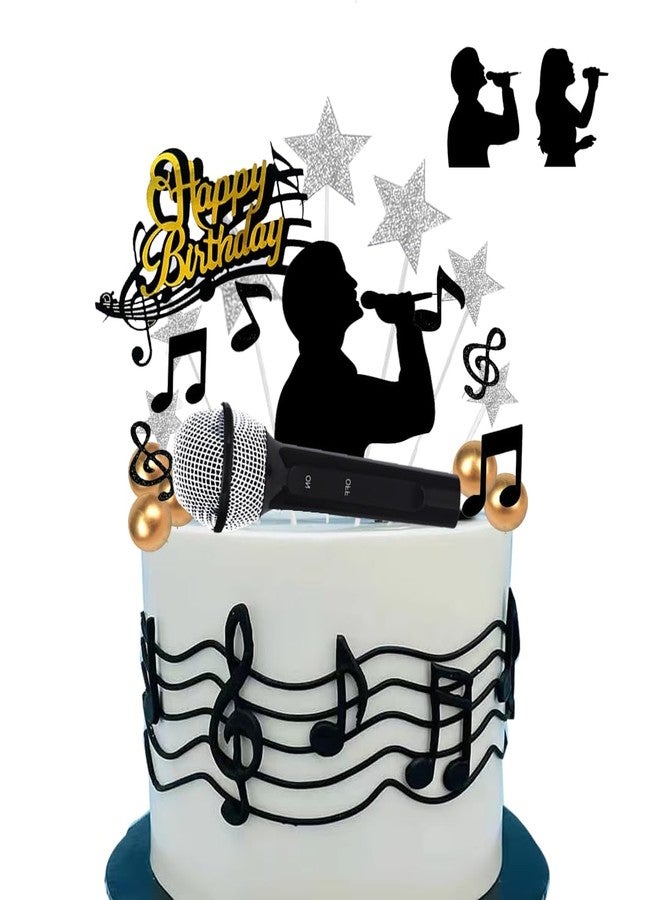 DiDida Microphone Music Cake Topper Karaoke Singer Birthday Cake Decor - Image 3