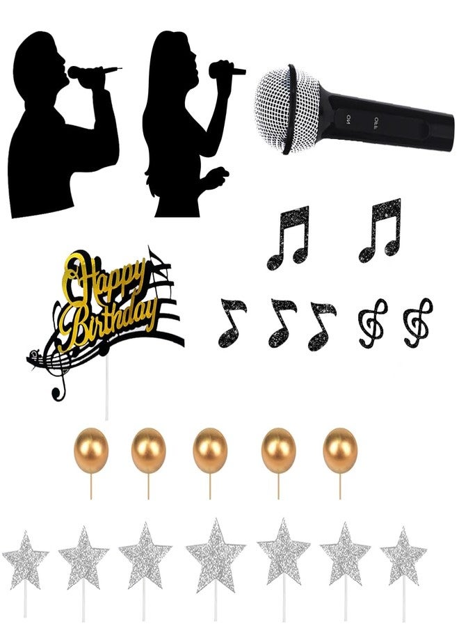 DiDida Microphone Music Cake Topper Karaoke Singer Birthday Cake Decor - Image 2