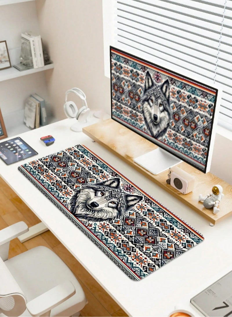 Elegant Wolf Design Mouse Pad, 900x400 mm, Soft Surface, Water-Resistant with Non-Slip Rubber Base - Image 2