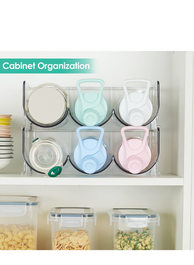 SYOSI Plastic Water Bottle Organizer, 2 Pack Stackable Bottle Holder Storage Rack for Cabinet, Kitchen Countertop, Pantry Organization, Fridge, Free-Standing Cup Organizer Hold 6 Bottles, Clear - Image 4
