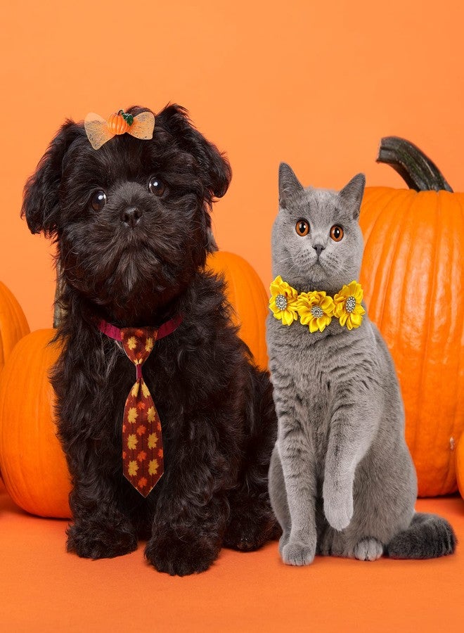 Reginary 70 Pcs Fall Thanksgiving Dog Bow Ties Pet Cat Collars Neckties Set Adjustable Holiday Puppy Neck Tie Holiday Flower Pumpkin Butterfly Turkey Dog Bows Grooming Accessory for Puppy Cat Supply - Image 3