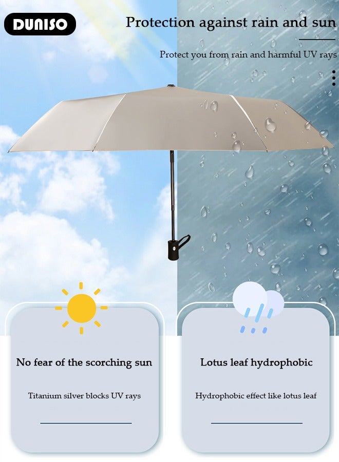 DUNISO Travel Umbrella UV Resistant, Folding Umbrella Sun Protection Automatic Open Close Lightweight Compact Portable Waterproof Windproof Rain Umbrella for Men Women - Image 3