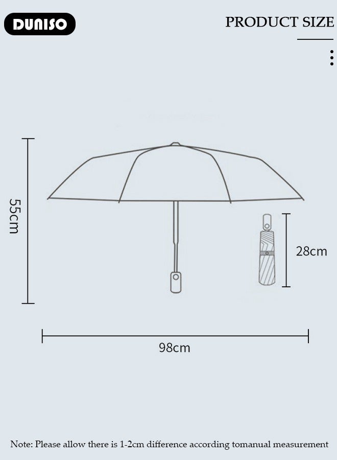DUNISO Travel Umbrella UV Resistant, Folding Umbrella Sun Protection Automatic Open Close Lightweight Compact Portable Waterproof Windproof Rain Umbrella for Men Women - Image 4