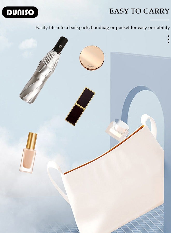 DUNISO Travel Umbrella UV Resistant, Folding Umbrella Sun Protection Automatic Open Close Lightweight Compact Portable Waterproof Windproof Rain Umbrella for Men Women - Image 5