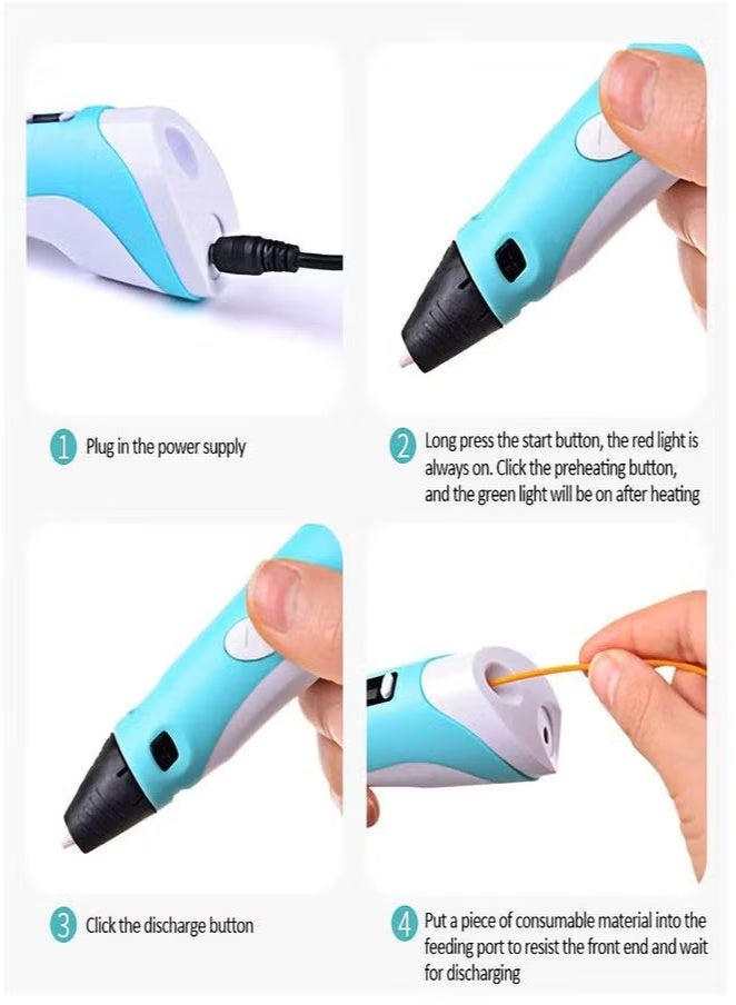 TIGER قلم طباعة ثلاثي الأبعاد أساسي متوافق مع خيوط ABS و PLA - قلم رسم إبداعي للأطفال والبالغين - أداة فن وحرف ممتعة للمبتدئين - خفيف الوزن، سهل الاستخدام، مع هدية مفاجئة لطيفة - مثالي للتعليم والهوايات والمشاريع اليدوية - Image 3