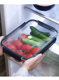 Phoenix Acrylic Refrigerator Food Container,Food Box Set Of 3Pieces With Airtight Lock - Clear Silicone Sides Grey  - Image 5
