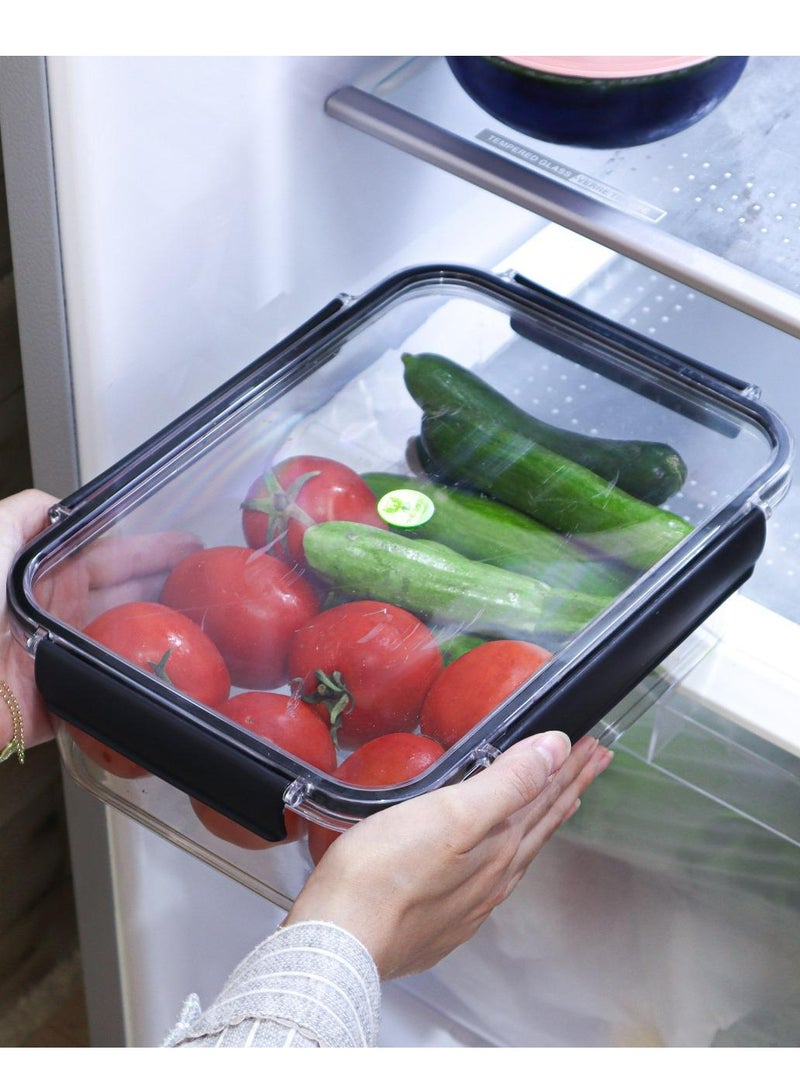 فينيكس حافظة طعام للثلاجة من الأكريليك، مجموعة علب طعام مكونة من 3 قطع مع قفل محكم - جوانب سيليكون شفافة رمادي - Image 5