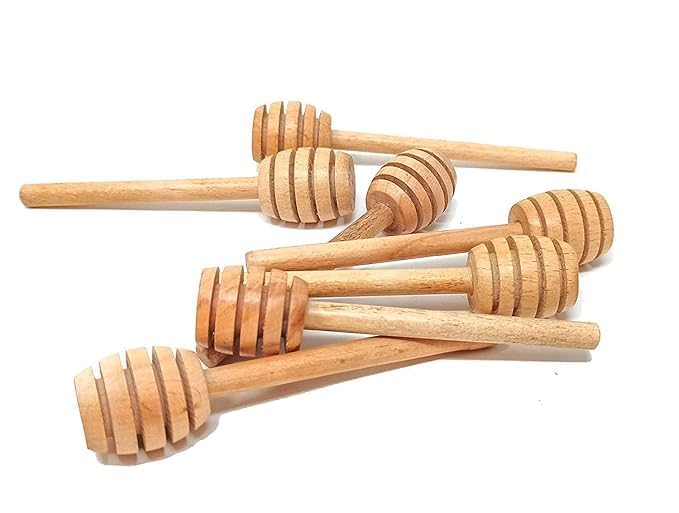 ZAEGO ZAEGO Handmade Wooden Honey DipperSpoon Stirrer Stick for Jar and Individually Wrapped Perfect for Wedding Shower Party Favors Honey Jar Spoon Or Honey Wands Mini Dispenser Spoon6pcs - Image 2