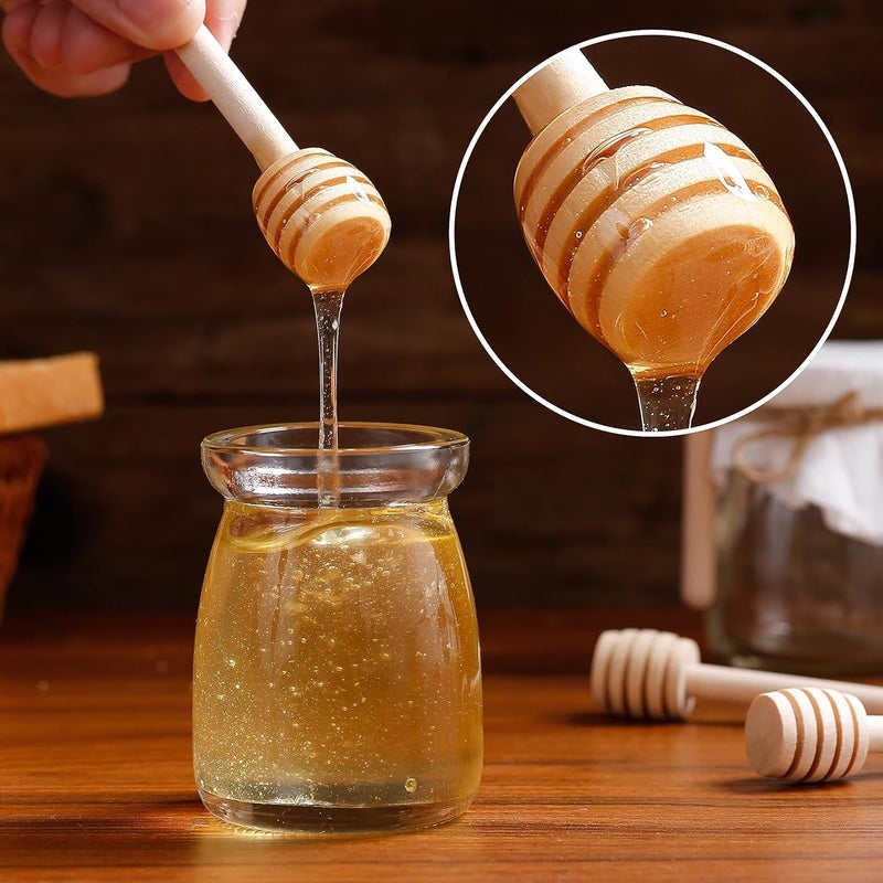 ZAEGO ZAEGO Handmade Wooden Honey DipperSpoon Stirrer Stick for Jar and Individually Wrapped Perfect for Wedding Shower Party Favors Honey Jar Spoon Or Honey Wands Mini Dispenser Spoon6pcs - Image 4