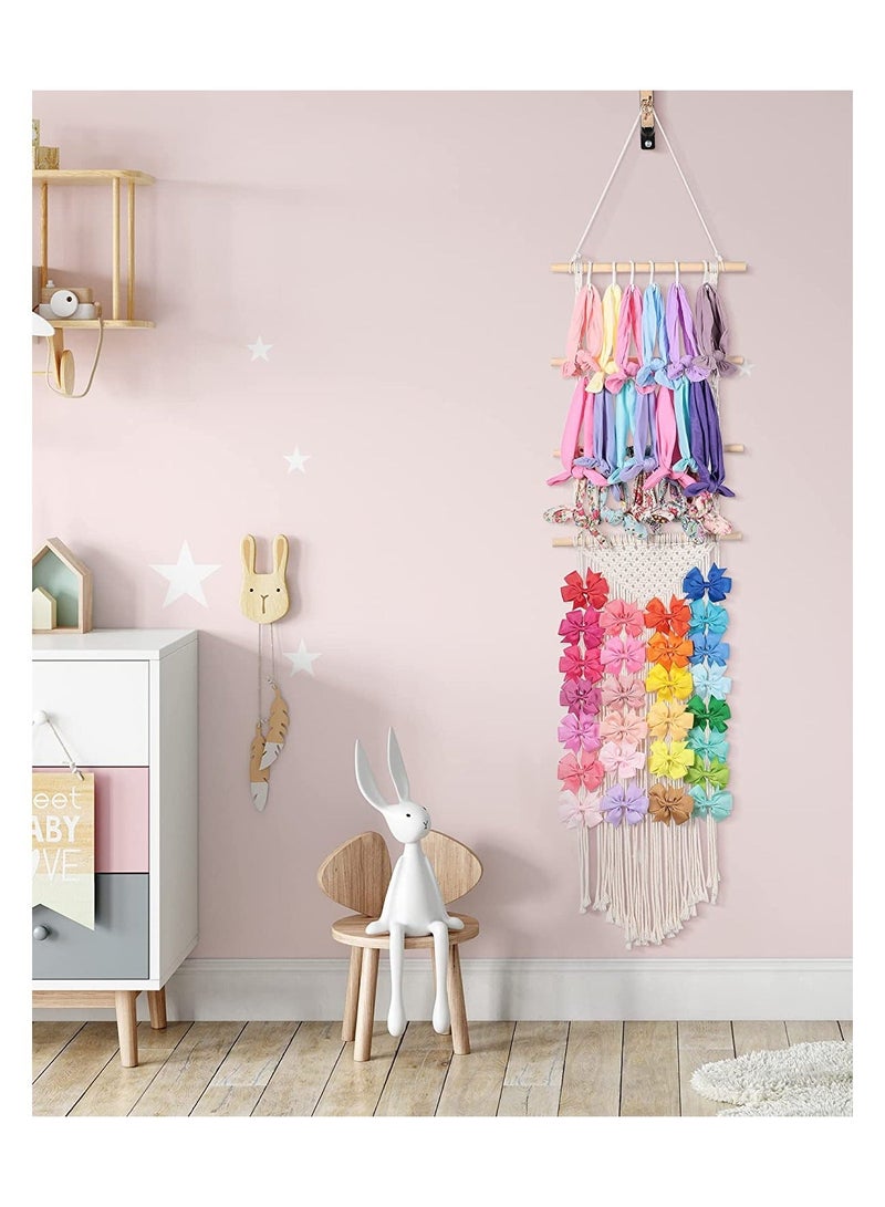 إسكدنيا Headband and Hair Bows Holder Organizer Organizer Hanger Storage Wall Hanging Home Decor Rack 33 x 125 cm for Door Closet - Image 2