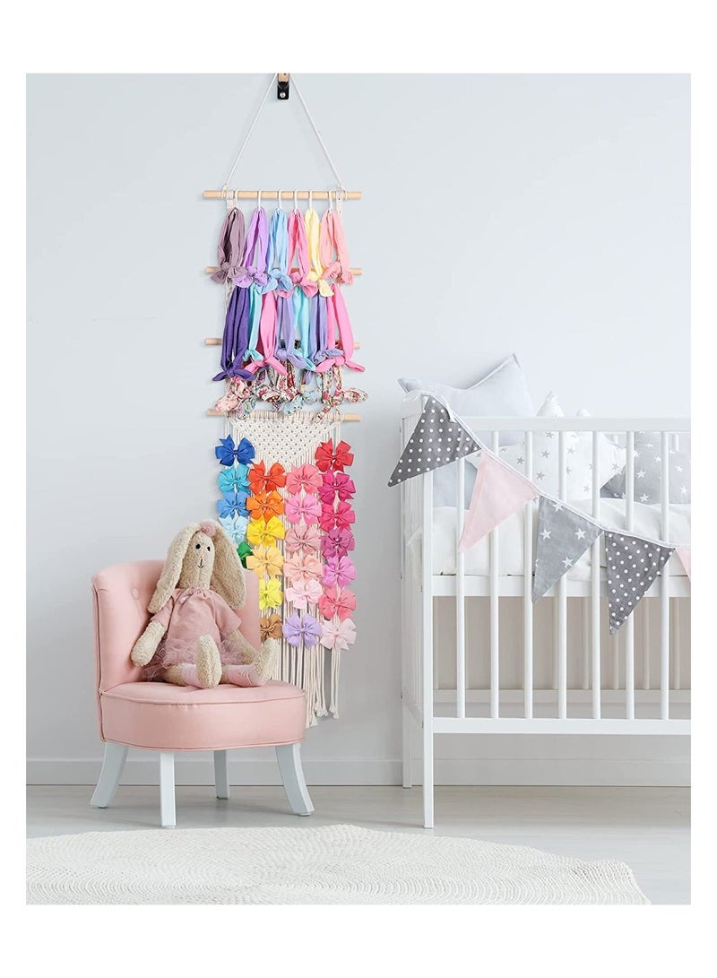 إسكدنيا Headband and Hair Bows Holder Organizer Organizer Hanger Storage Wall Hanging Home Decor Rack 33 x 125 cm for Door Closet - Image 3