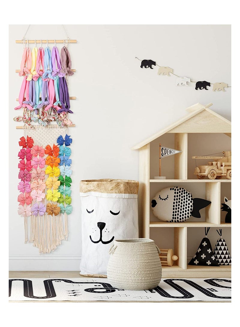 إسكدنيا Headband and Hair Bows Holder Organizer Organizer Hanger Storage Wall Hanging Home Decor Rack 33 x 125 cm for Door Closet - Image 4