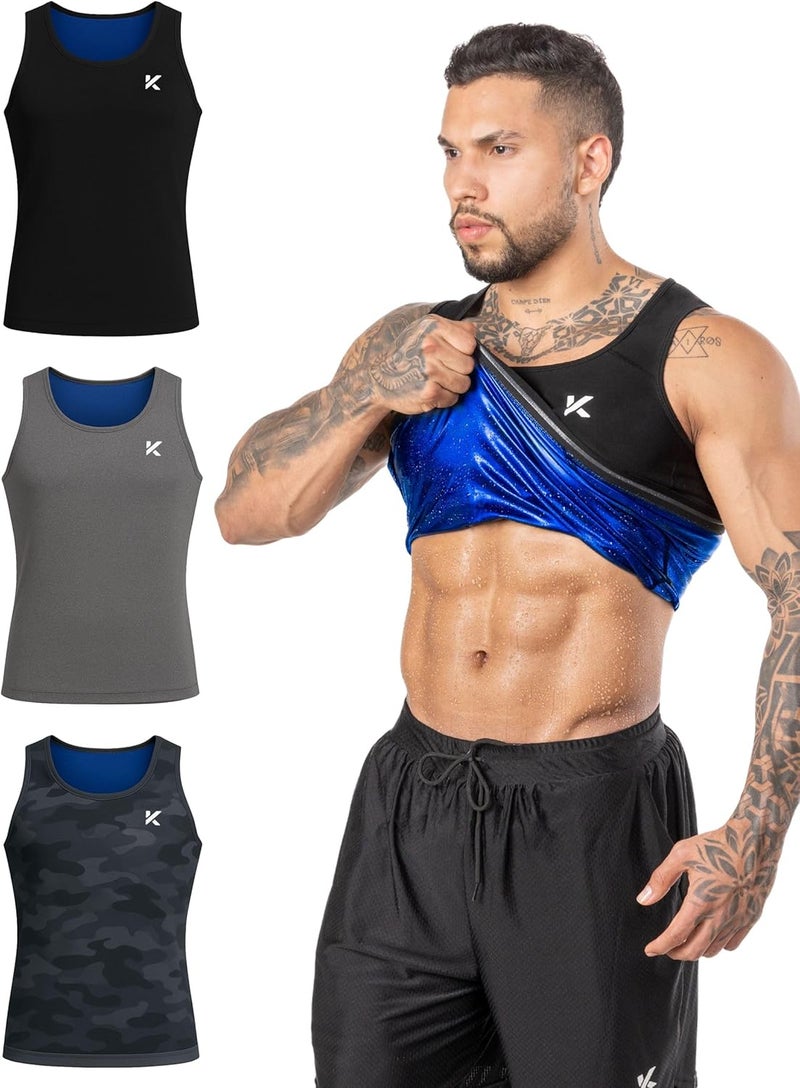 Kewlioo Men's Heat Trapping Pullover Sweat Enhancing Vest - Multi-Pack Sauna Tank Tops - Image 1