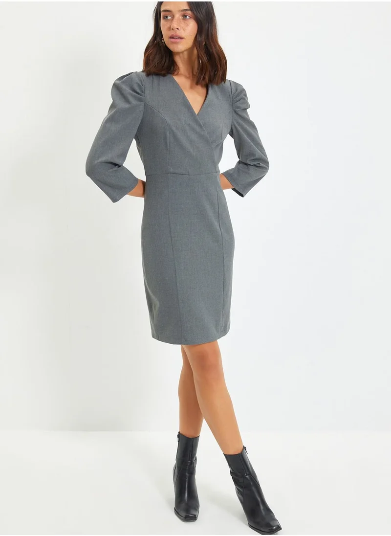 trendyol V-Neck Puff Sleeve Dress