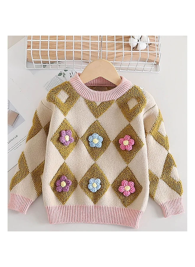 ليتل سربرايز بوكس 2pcs Occur Diamond Floral Cardigan and Skirt Winterwear set for girls