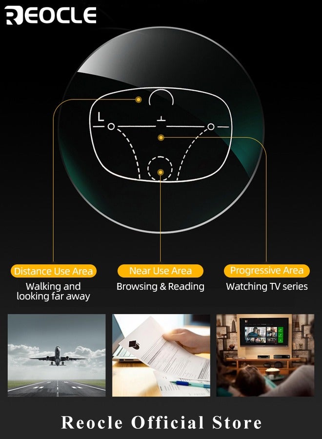 ريوكل نظارات قراءة متعددة التركيز تقدمية بإطار مرن خفيف الوزن TR90 تحجب الضوء الأزرق لقراء الكمبيوتر للنساء والرجال - Image 4