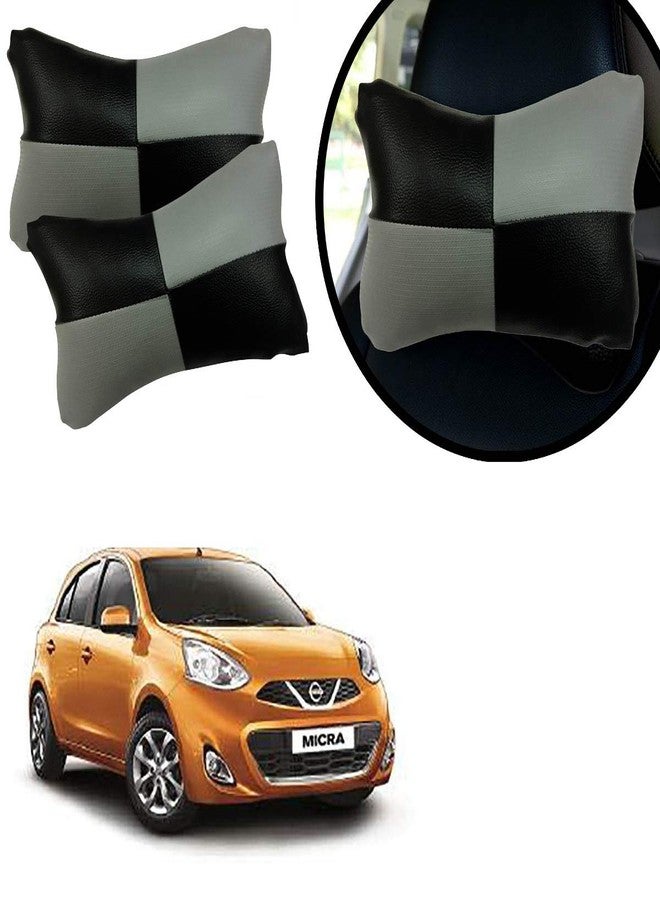 PulGos Grey Check Design Car Neck Rest Cushion with Adjustable Straps_1116 - Image 1