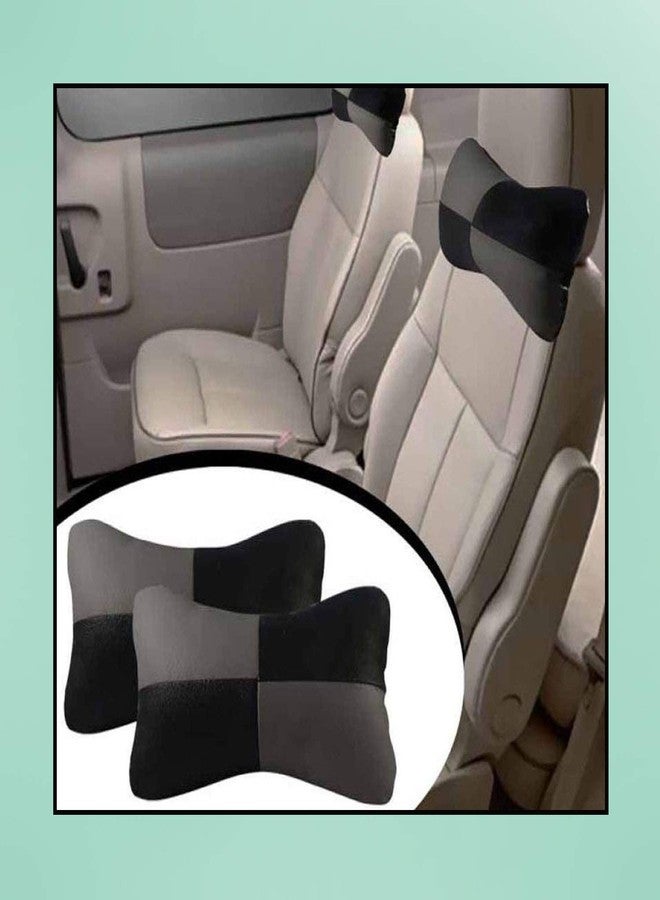 PulGos Grey Check Design Car Neck Rest Cushion with Adjustable Straps_1116 - Image 5