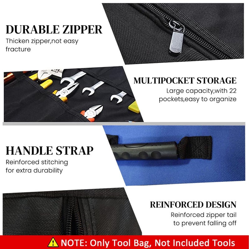 Serplex Roll Up Tool Bag Large Tool Storage Bag Waterproof 600D Oxford Tool Storage Bag Zipper Pouches Portable Tool Organizer Tool Storage Pouch No Tools Included - Image 5