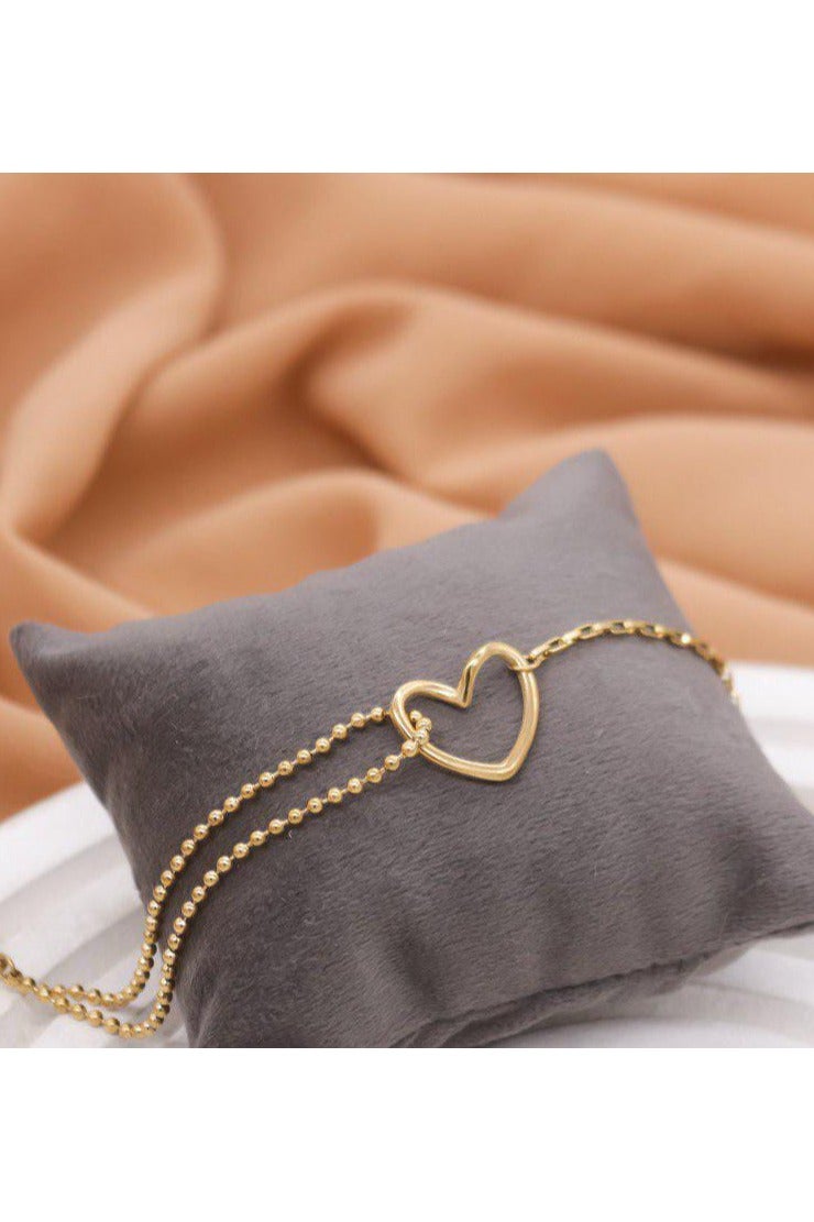 Luxuria Elegant Heart Shape Stainless Steel Double Chain Bracelet for Girls New Simple Design Bracelet - Image 1