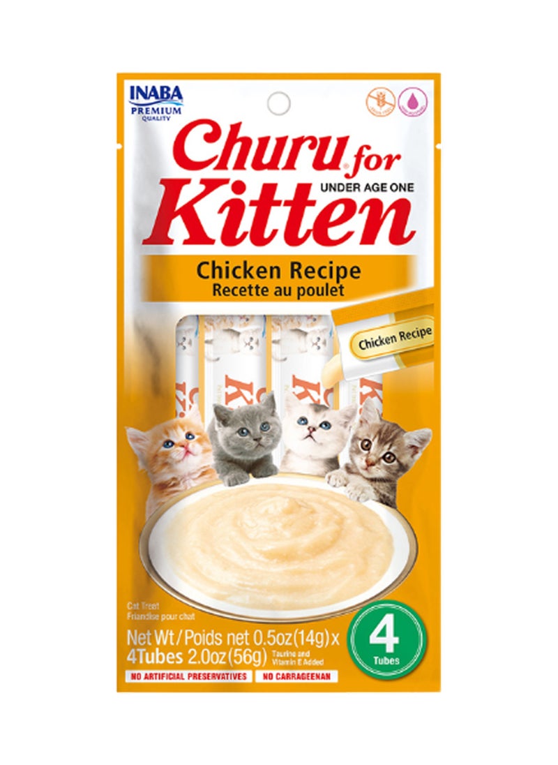 INABA Churu Chicken Recipe For Kitten Treats 4 x 56grams  - Image 1
