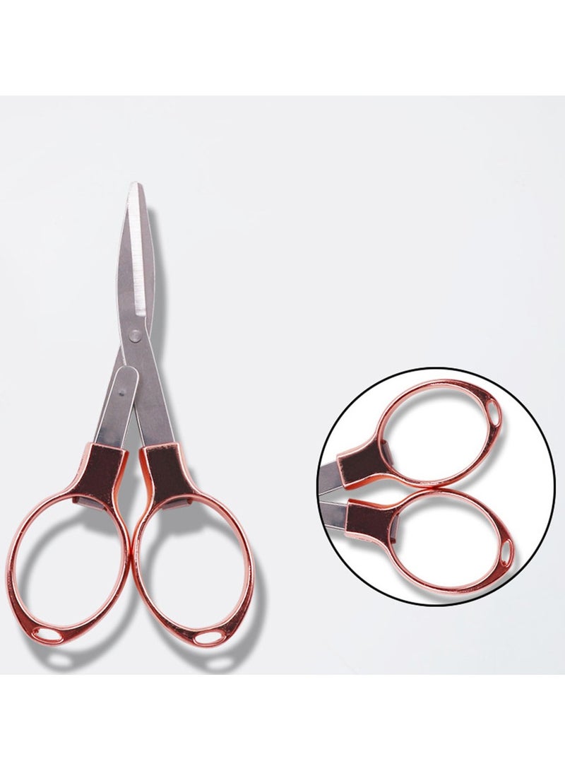 Simple Portable Folding Scissors Solid Color Glasses Shape Paper Cutters Students Handmade DIY Tools School Office Supplies - Image 3