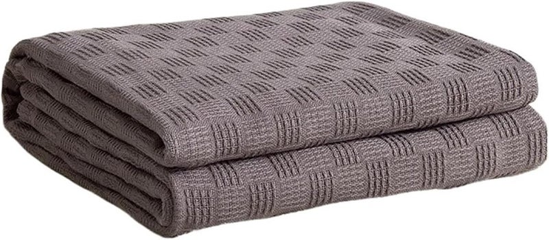for Cotton Gauze Knitted Blanket, Towel Quilt, Office Lunch Break, Sofa, Single-Layer Thread(Dark Gray,150x200cm) - Image 1