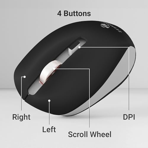 ZEBRONICS Zeb-Jaguar Wireless Mouse, 2.4GHz with USB Nano Receiver, High Precision Optical Tracking, 4 Buttons, Plug & Play, Ambidextrous, for PC/Mac/Laptop (Black+Grey) - Image 4