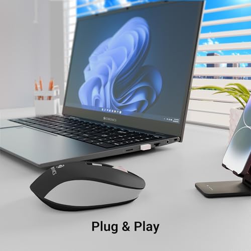 ZEBRONICS Zeb-Jaguar Wireless Mouse, 2.4GHz with USB Nano Receiver, High Precision Optical Tracking, 4 Buttons, Plug & Play, Ambidextrous, for PC/Mac/Laptop (Black+Grey) - Image 3