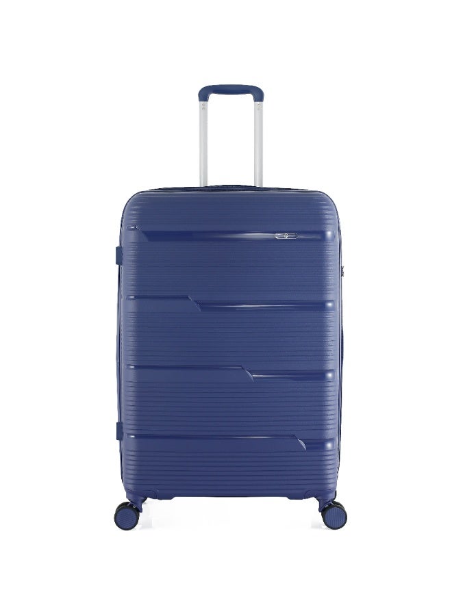 HT H.T Checked Luggage Suitcase–Durable Hard Shell Suitcases with Spinner Wheels, Telescopic Handle & Anti-Theft Zippers (100 Litre, Lightweight Travel Suitcase) (Blue, Checked-Medium 28"-Inch) - Image 1