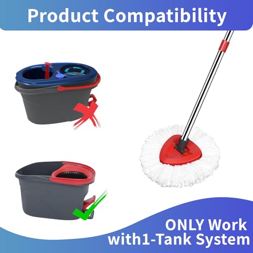 Hibaby Mop Replace Heads Mop Handle Base Replacement Compatible with O Cedar EasyWring 1Tank Spin Mops System 2 Microfiber Mops Head Refills 4Section Handle 3058in and 1 Cover SetNo Bucket - Image 3