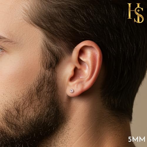 HIGHSPARK 925 Silver Solitaire Stud Earring | 92.5 Sterling Silver & Diamond Like Brilliance Zirconia Top | Single Stud for Men | 5mm - Image 4