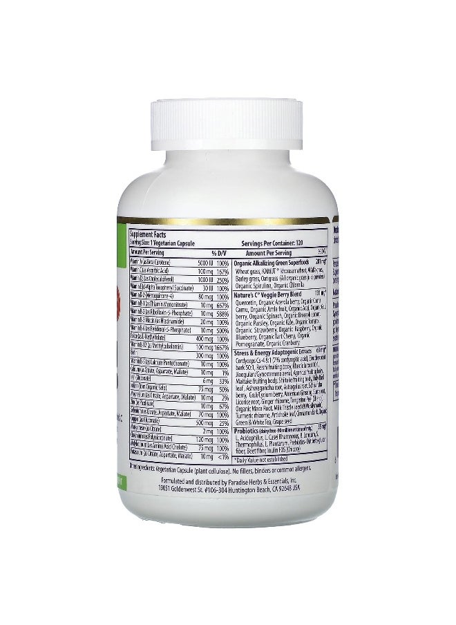 Paradise Herbs Paradise Herbs, Earth's Blend, One Daily Superfood Multi-Vitamin with Iron, 120 Vegetarian Capsules  - Image 2