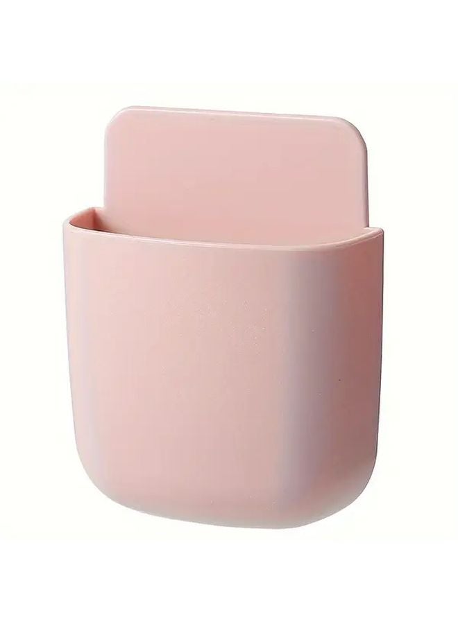 Pink Wall Mounted Storage Box Remote Control Holder No Drilling Space Saving - Image 1